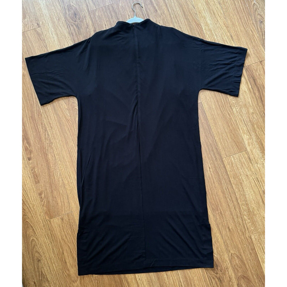 Chicos Women Midi Dress 3 XL/16 Black Mock Neck Short Sleeves Fully Lined Slits - Picture 6 of 12